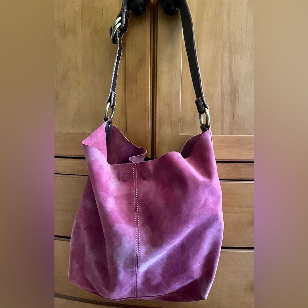Vintage Lucky Suede and Leather Bucket Bag
